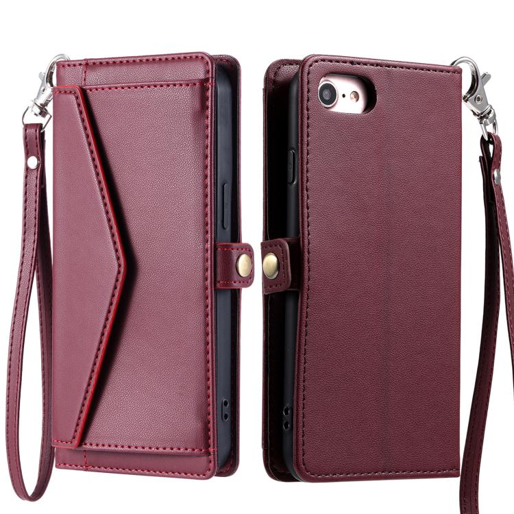 Wallet Multi-card Slot Leather Phone Case with Lanyard, For iPhone 16e, For iPhone 16 Pro Max, For iPhone 16 Pro, For iPhone 16 Plus, For iPhone 16, For iPhone 15 Pro Max