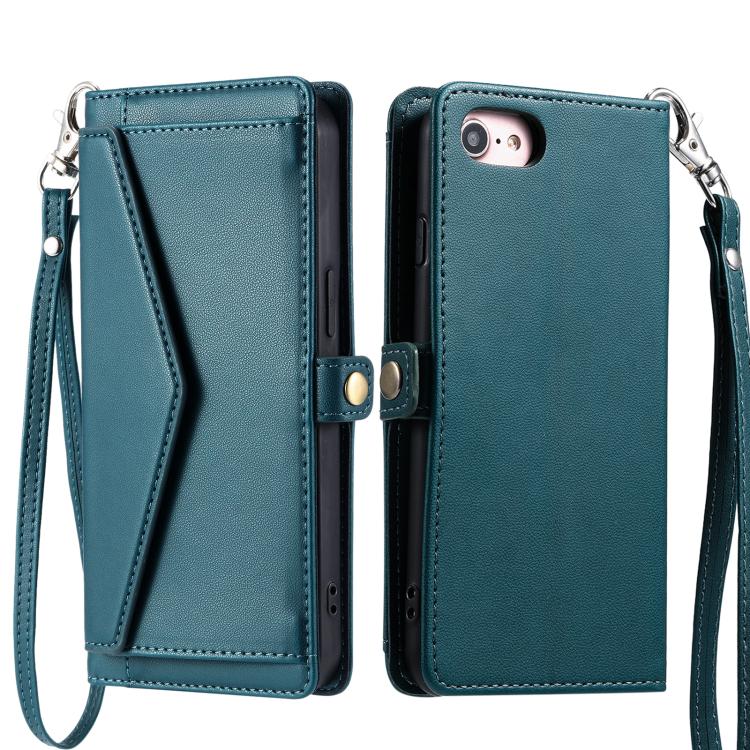 Wallet Multi-card Slot Leather Phone Case with Lanyard, For iPhone 16e, For iPhone 16 Pro Max, For iPhone 16 Pro, For iPhone 16 Plus, For iPhone 16, For iPhone 15 Pro Max