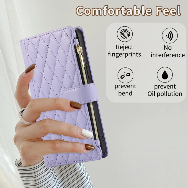 Rhombic Zipper Wallet Leather Phone Case, For iPhone 15 Pro, For iPhone 15 Plus, For iPhone 15, For iPhone 14 Plus, For iPhone 14