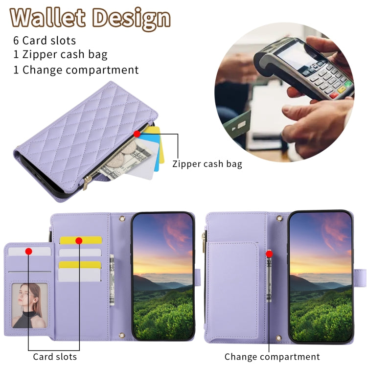 Rhombic Zipper Wallet Leather Phone Case, For iPhone 14 Pro, For iPhone 14 Pro Max, For iPhone 7 / 8 / SE 2022, For iPhone 13 Pro Max, For iPhone 13 Pro