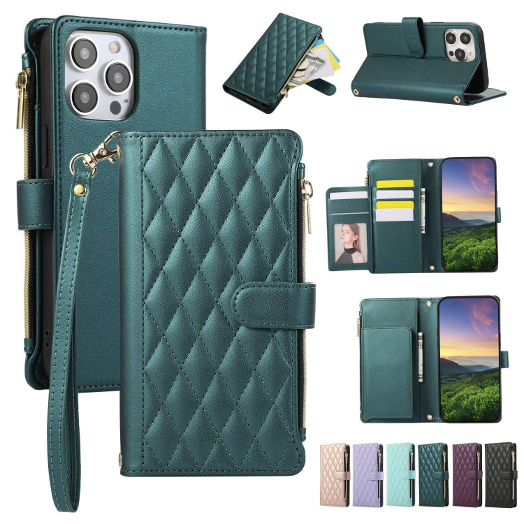 Rhombic Zipper Wallet Leather Phone Case, For iPhone 14 Pro, For iPhone 14 Pro Max, For iPhone 7 / 8 / SE 2022, For iPhone 13 Pro Max, For iPhone 13 Pro