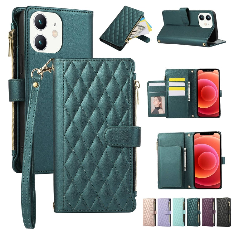 Rhombic Zipper Wallet Leather Phone Case, For iPhone 11 Pro Max, For iPhone 11, For iPhone 11 Pro, For iPhone X / XS, For iPhone XR