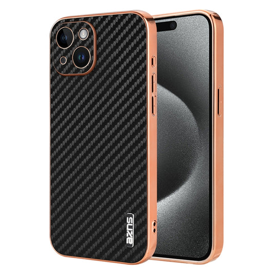 AZNS Electroplated Edge Carbon Fiber Texture Phone Case, For iPhone 15, For iPhone 14 Plus, For iPhone 14, For iPhone 14 Pro, For iPhone 14 Pro Max, For iPhone 13 Pro Max, For iPhone 13 Pro, For iPhone 13