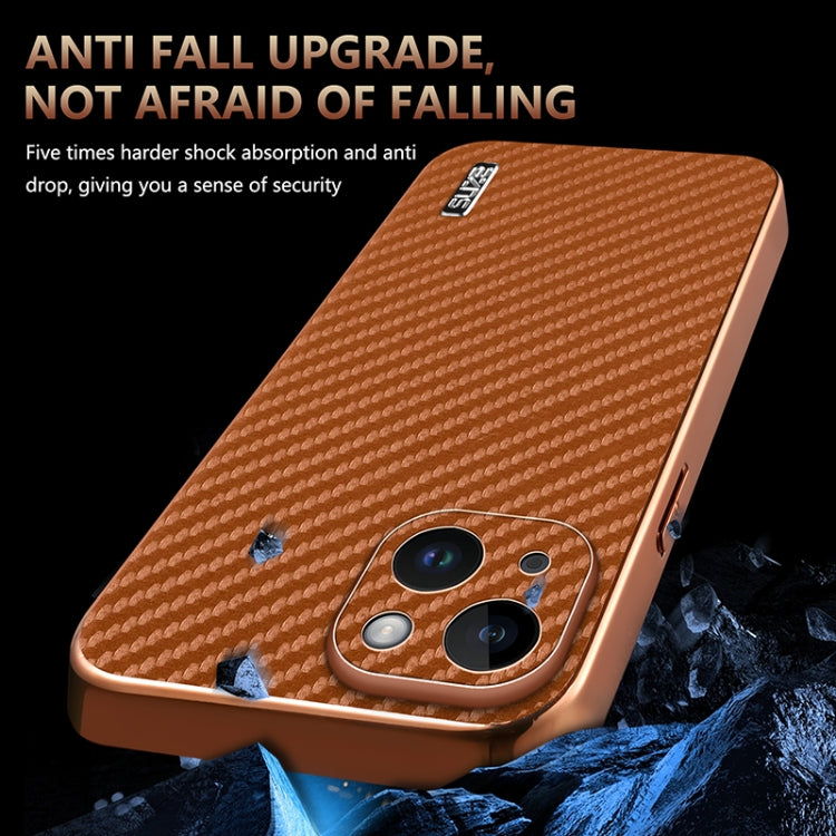 AZNS Electroplated Edge Carbon Fiber Texture Phone Case, For iPhone 15, For iPhone 14 Plus, For iPhone 14, For iPhone 14 Pro, For iPhone 14 Pro Max, For iPhone 13 Pro Max, For iPhone 13 Pro, For iPhone 13