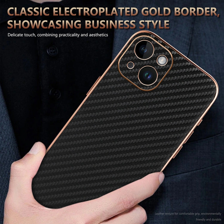 AZNS Electroplated Edge Carbon Fiber Texture Phone Case, For iPhone 15, For iPhone 14 Plus, For iPhone 14, For iPhone 14 Pro, For iPhone 14 Pro Max, For iPhone 13 Pro Max, For iPhone 13 Pro, For iPhone 13