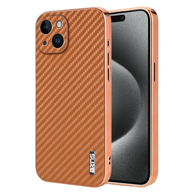 AZNS Electroplated Edge Carbon Fiber Texture Phone Case, For iPhone 15, For iPhone 14 Plus, For iPhone 14, For iPhone 14 Pro, For iPhone 14 Pro Max, For iPhone 13 Pro Max, For iPhone 13 Pro, For iPhone 13