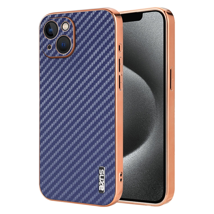 AZNS Electroplated Edge Carbon Fiber Texture Phone Case, For iPhone 15, For iPhone 14 Plus, For iPhone 14, For iPhone 14 Pro, For iPhone 14 Pro Max, For iPhone 13 Pro Max, For iPhone 13 Pro, For iPhone 13