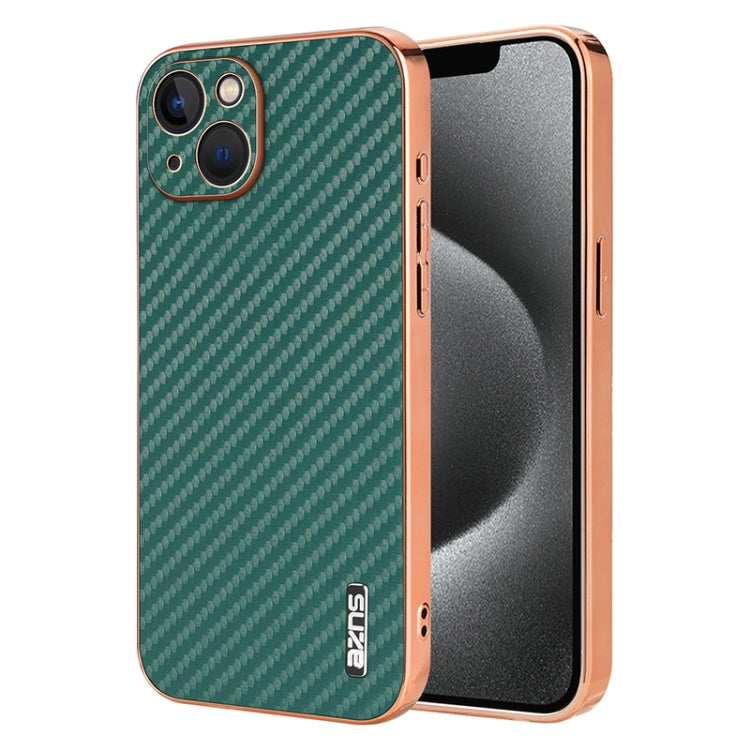 AZNS Electroplated Edge Carbon Fiber Texture Phone Case, For iPhone 15, For iPhone 14 Plus, For iPhone 14, For iPhone 14 Pro, For iPhone 14 Pro Max, For iPhone 13 Pro Max, For iPhone 13 Pro, For iPhone 13