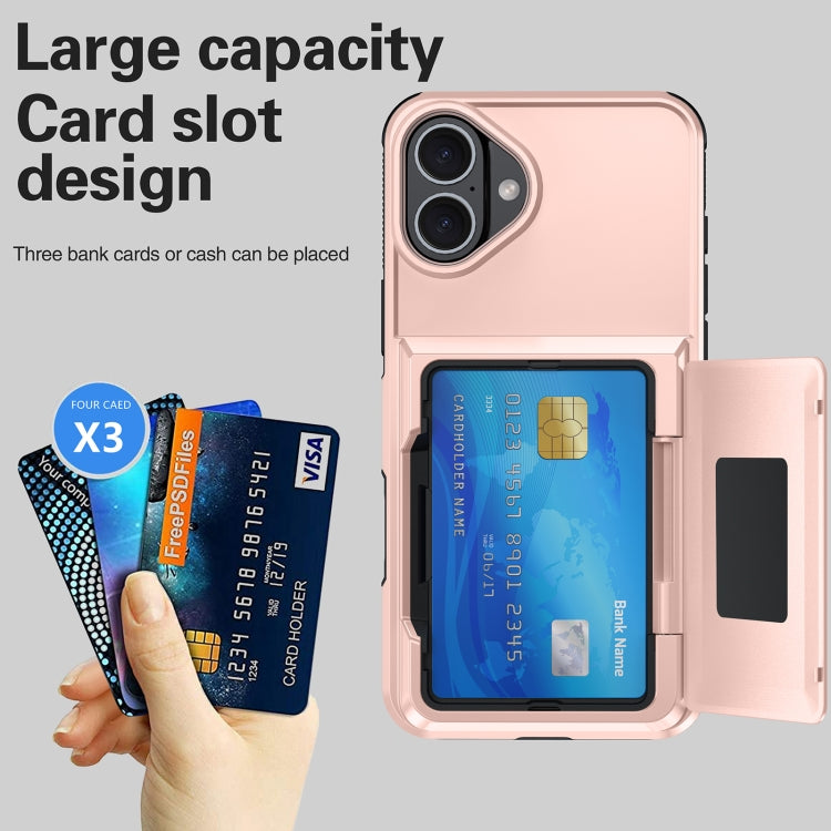 Card Slot Holder Phone Case, For iPhone 16 Pro Max, For iPhone 16 Pro, For iPhone 16 Plus, For iPhone 16, For iPhone 15 Pro Max