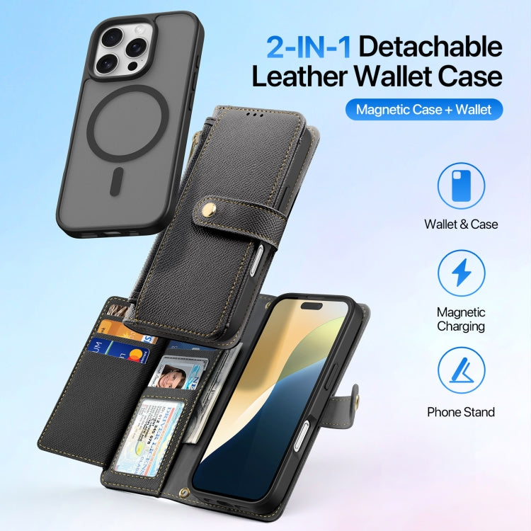 DUX DUCIS Lawa Series 2 in 1 Wallet Zipper Detachable MagSafe Phone Case with Lanyard, For iPhone 16 Pro Max, For iPhone 16 Pro, For iPhone 16 Plus, For iPhone 16, iPhone 16e, For iPhone 15 Pro Max, For iPhone 15 Pro, For iPhone 15 Plus, For iPhone 15