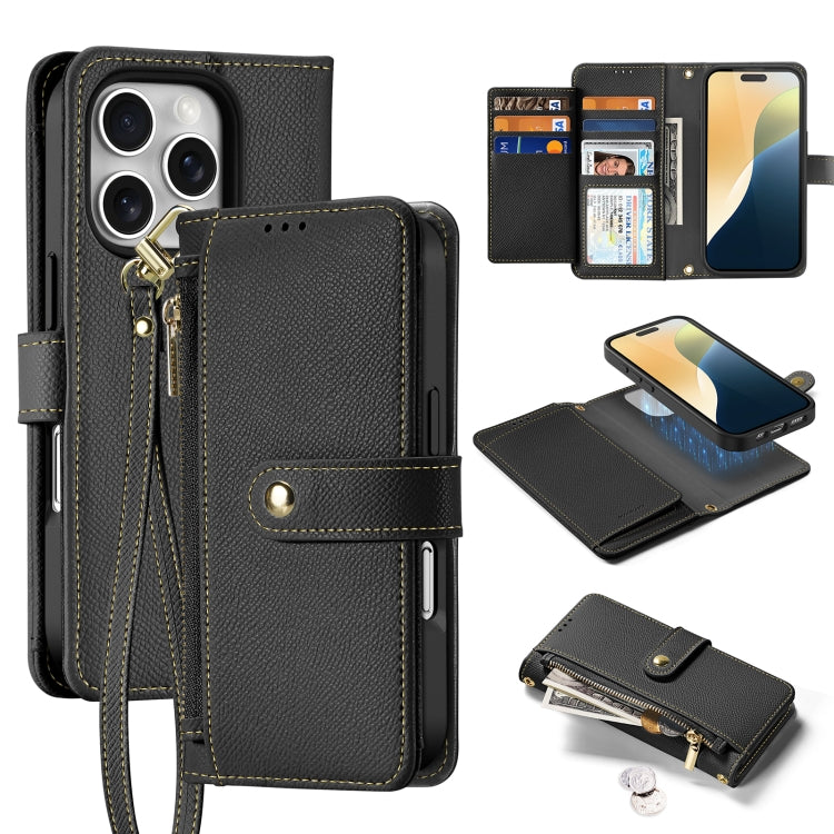 DUX DUCIS Lawa Series 2 in 1 Wallet Zipper Detachable MagSafe Phone Case with Lanyard, For iPhone 16 Pro Max, For iPhone 16 Pro, For iPhone 16 Plus, For iPhone 16, iPhone 16e, For iPhone 15 Pro Max, For iPhone 15 Pro, For iPhone 15 Plus, For iPhone 15