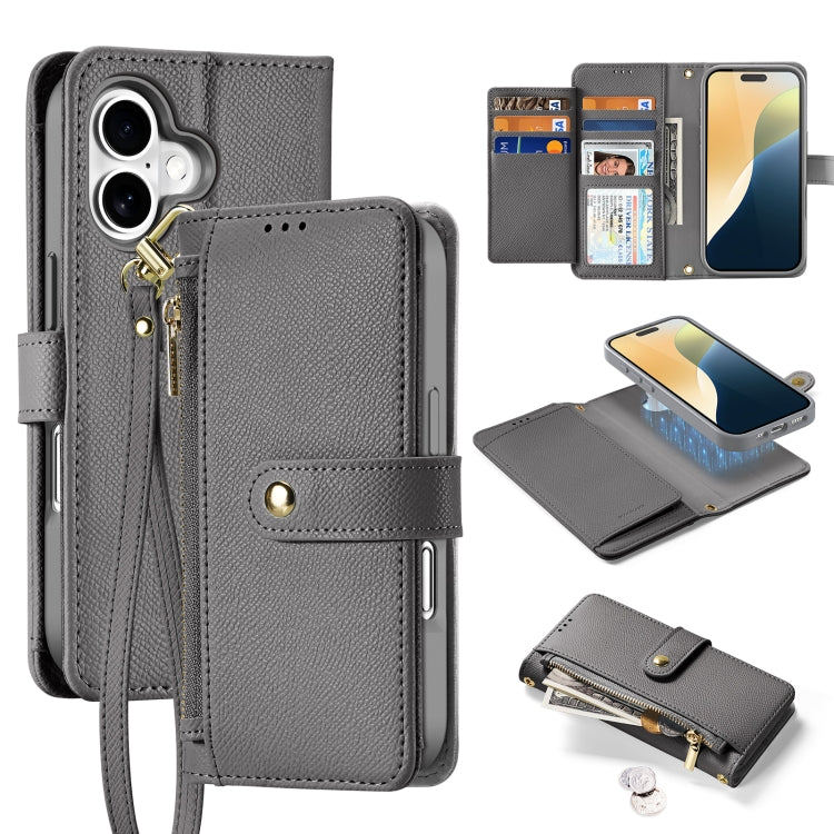 DUX DUCIS Lawa Series 2 in 1 Wallet Zipper Detachable MagSafe Phone Case with Lanyard, For iPhone 16 Pro Max, For iPhone 16 Pro, For iPhone 16 Plus, For iPhone 16, iPhone 16e, For iPhone 15 Pro Max, For iPhone 15 Pro, For iPhone 15 Plus, For iPhone 15