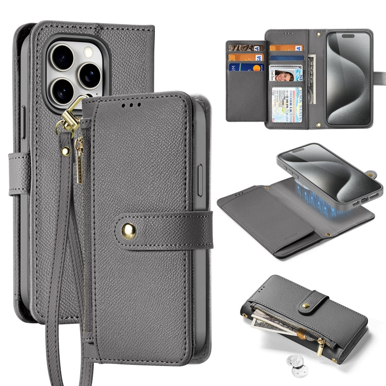 DUX DUCIS Lawa Series 2 in 1 Wallet Zipper Detachable MagSafe Phone Case with Lanyard, For iPhone 16 Pro Max, For iPhone 16 Pro, For iPhone 16 Plus, For iPhone 16, iPhone 16e, For iPhone 15 Pro Max, For iPhone 15 Pro, For iPhone 15 Plus, For iPhone 15