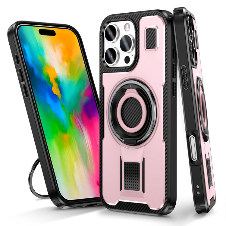 Ring Holder Carbon Fiber PC Hybrid TPU Phone Case, For iPhone 16 Pro Max, For iPhone 16 Pro, For iPhone 16 Plus, For iPhone 16