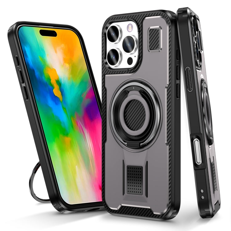 Ring Holder Carbon Fiber PC Hybrid TPU Phone Case, For iPhone 16 Pro Max, For iPhone 16 Pro, For iPhone 16 Plus, For iPhone 16