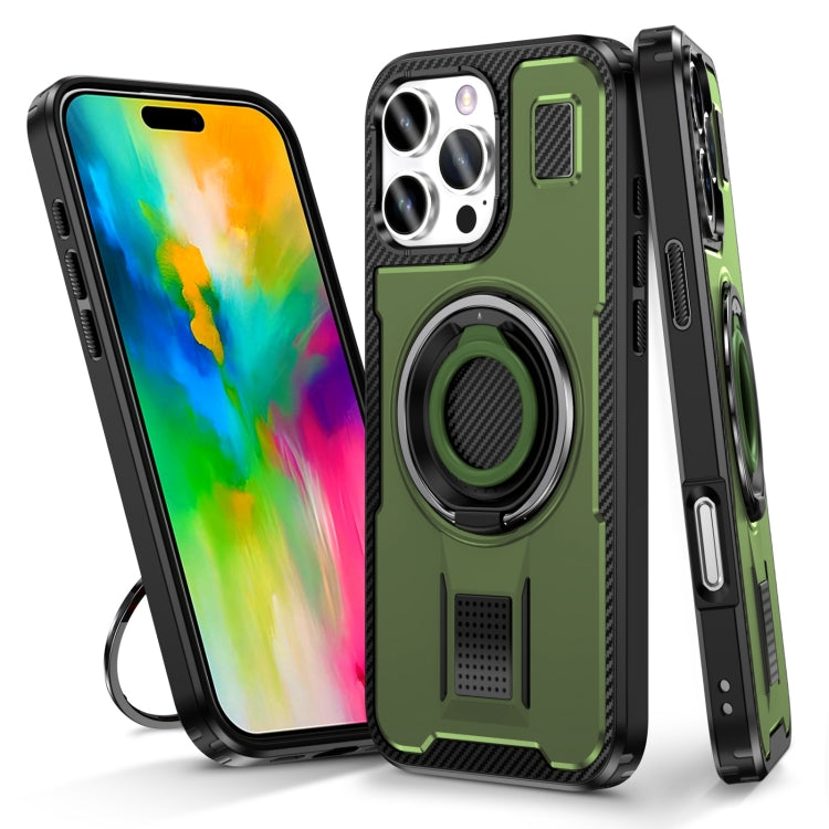 Ring Holder Carbon Fiber PC Hybrid TPU Phone Case, For iPhone 16 Pro Max, For iPhone 16 Pro, For iPhone 16 Plus, For iPhone 16