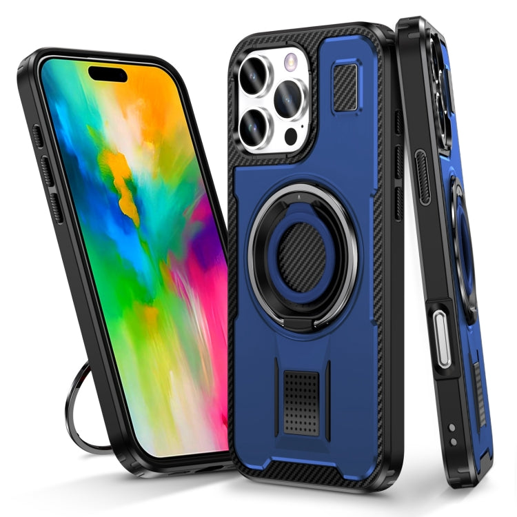 Ring Holder Carbon Fiber PC Hybrid TPU Phone Case, For iPhone 16 Pro Max, For iPhone 16 Pro, For iPhone 16 Plus, For iPhone 16