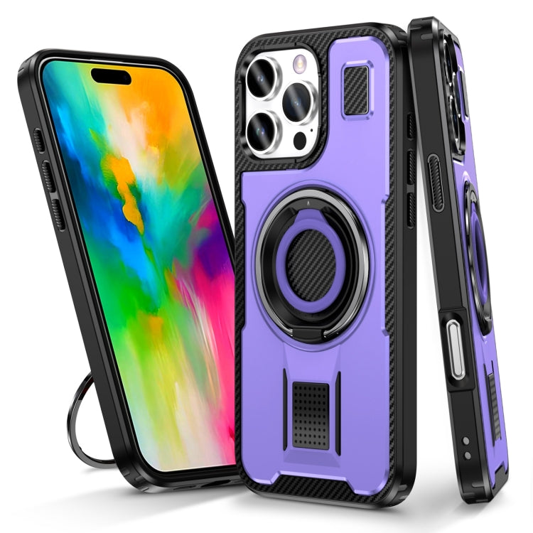 Ring Holder Carbon Fiber PC Hybrid TPU Phone Case, For iPhone 16 Pro Max, For iPhone 16 Pro, For iPhone 16 Plus, For iPhone 16