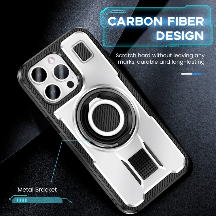 Ring Holder Carbon Fiber PC Hybrid TPU Phone Case, For iPhone 15 Pro Max, For iPhone 15 Pro, For iPhone 15 Plus / 14 Plus, For iPhone 15