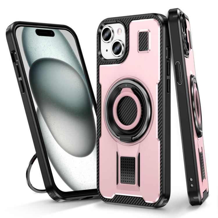 Ring Holder Carbon Fiber PC Hybrid TPU Phone Case, For iPhone 15 Pro Max, For iPhone 15 Pro, For iPhone 15 Plus / 14 Plus, For iPhone 15