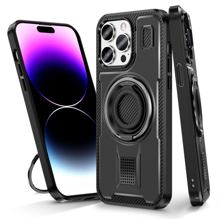 Ring Holder Carbon Fiber PC Hybrid TPU Phone Case, For iPhone 14 / 13, For iPhone 14 Pro, For iPhone 14 Pro Max, For iPhone 7 / 8 / SE 2022