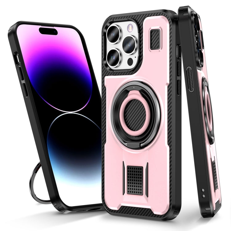 Ring Holder Carbon Fiber PC Hybrid TPU Phone Case, For iPhone 14 / 13, For iPhone 14 Pro, For iPhone 14 Pro Max, For iPhone 7 / 8 / SE 2022