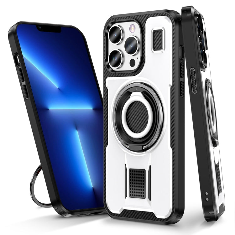 Ring Holder Carbon Fiber PC Hybrid TPU Phone Case, For iPhone 13 Pro Max, For iPhone 13 Pro, For iPhone 12 / 12 Pro, For iPhone 12 Pro Max