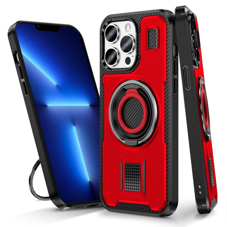 Ring Holder Carbon Fiber PC Hybrid TPU Phone Case, For iPhone 13 Pro Max, For iPhone 13 Pro, For iPhone 12 / 12 Pro, For iPhone 12 Pro Max