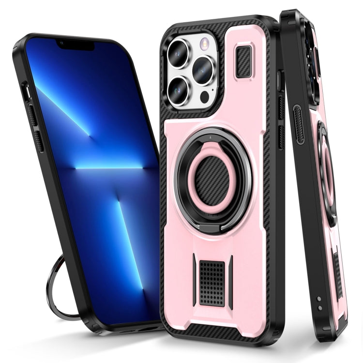 Ring Holder Carbon Fiber PC Hybrid TPU Phone Case, For iPhone 13 Pro Max, For iPhone 13 Pro, For iPhone 12 / 12 Pro, For iPhone 12 Pro Max