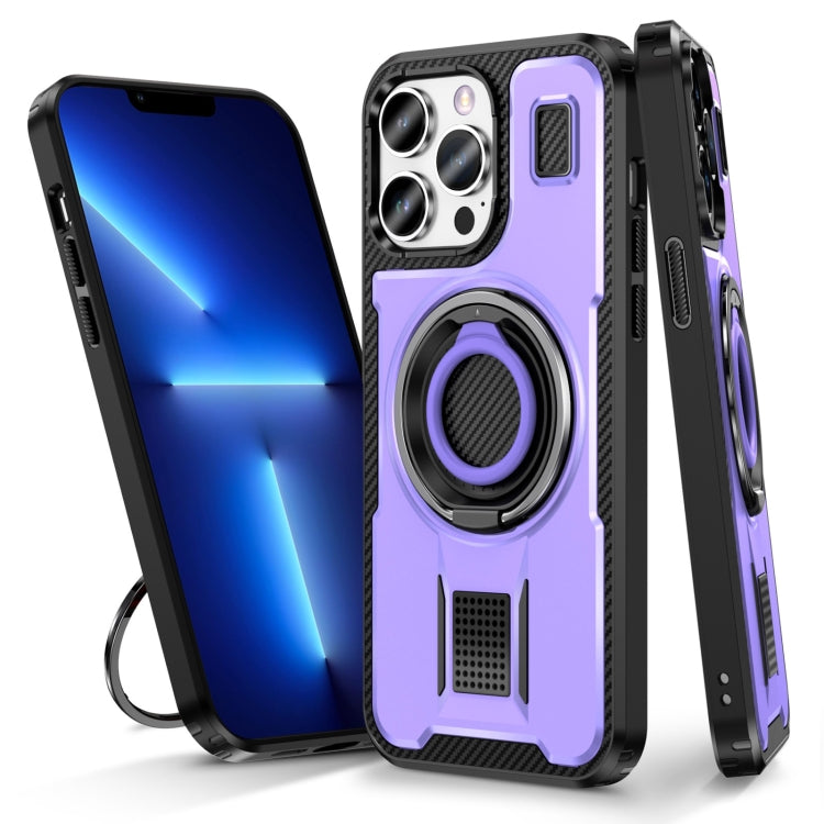 Ring Holder Carbon Fiber PC Hybrid TPU Phone Case, For iPhone 13 Pro Max, For iPhone 13 Pro, For iPhone 12 / 12 Pro, For iPhone 12 Pro Max