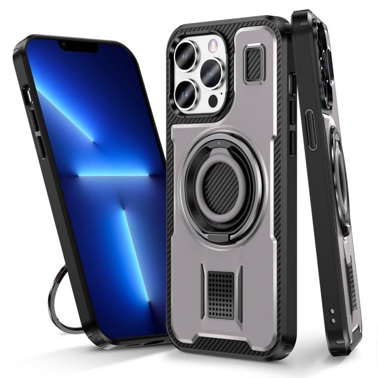 Ring Holder Carbon Fiber PC Hybrid TPU Phone Case, For iPhone 13 Pro Max, For iPhone 13 Pro, For iPhone 12 / 12 Pro, For iPhone 12 Pro Max