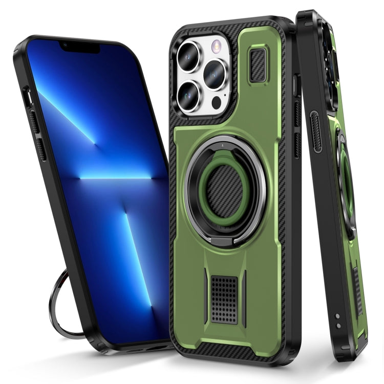 Ring Holder Carbon Fiber PC Hybrid TPU Phone Case, For iPhone 13 Pro Max, For iPhone 13 Pro, For iPhone 12 / 12 Pro, For iPhone 12 Pro Max