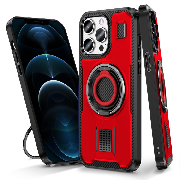 Ring Holder Carbon Fiber PC Hybrid TPU Phone Case, For iPhone 13 Pro Max, For iPhone 13 Pro, For iPhone 12 / 12 Pro, For iPhone 12 Pro Max