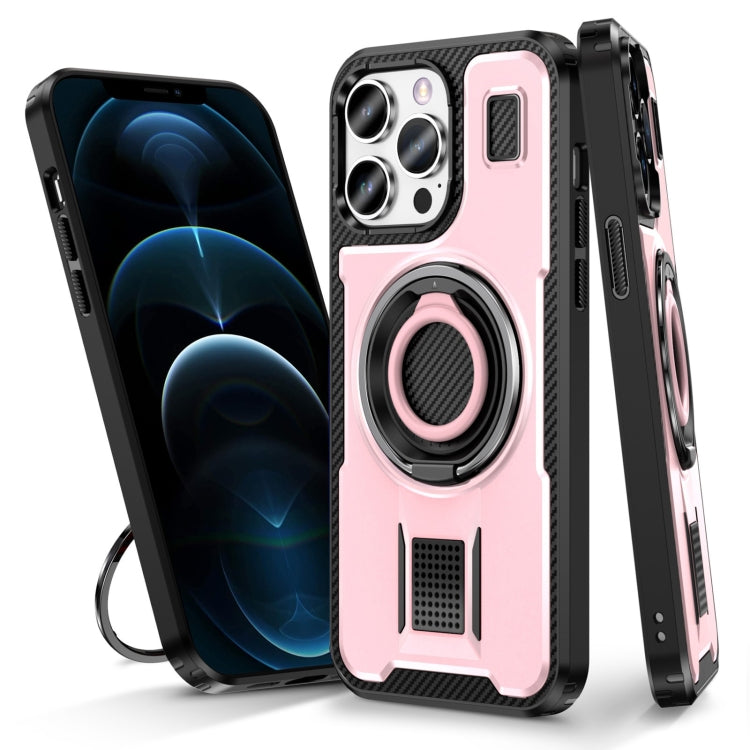 Ring Holder Carbon Fiber PC Hybrid TPU Phone Case, For iPhone 13 Pro Max, For iPhone 13 Pro, For iPhone 12 / 12 Pro, For iPhone 12 Pro Max