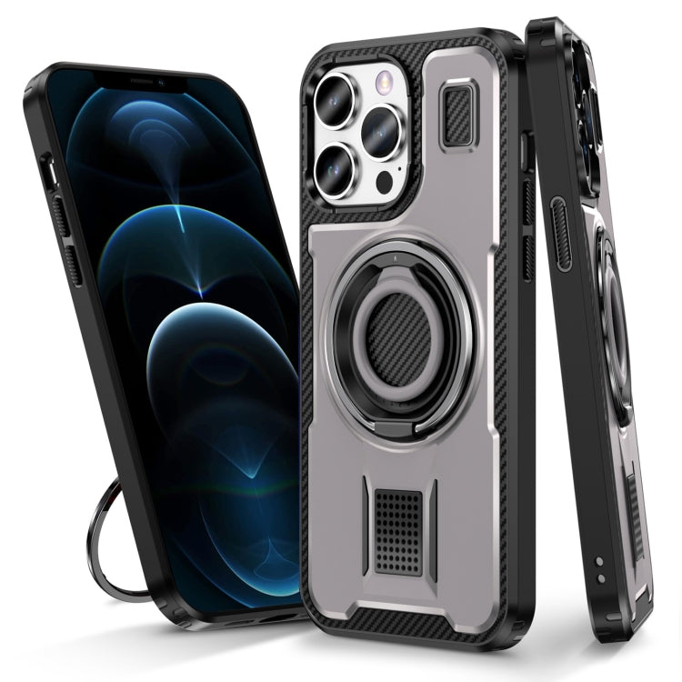 Ring Holder Carbon Fiber PC Hybrid TPU Phone Case, For iPhone 13 Pro Max, For iPhone 13 Pro, For iPhone 12 / 12 Pro, For iPhone 12 Pro Max