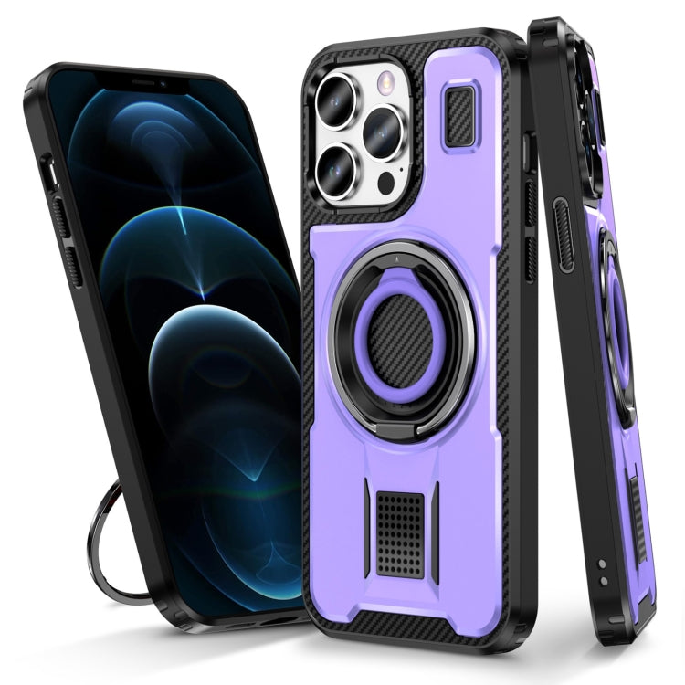 Ring Holder Carbon Fiber PC Hybrid TPU Phone Case, For iPhone 13 Pro Max, For iPhone 13 Pro, For iPhone 12 / 12 Pro, For iPhone 12 Pro Max