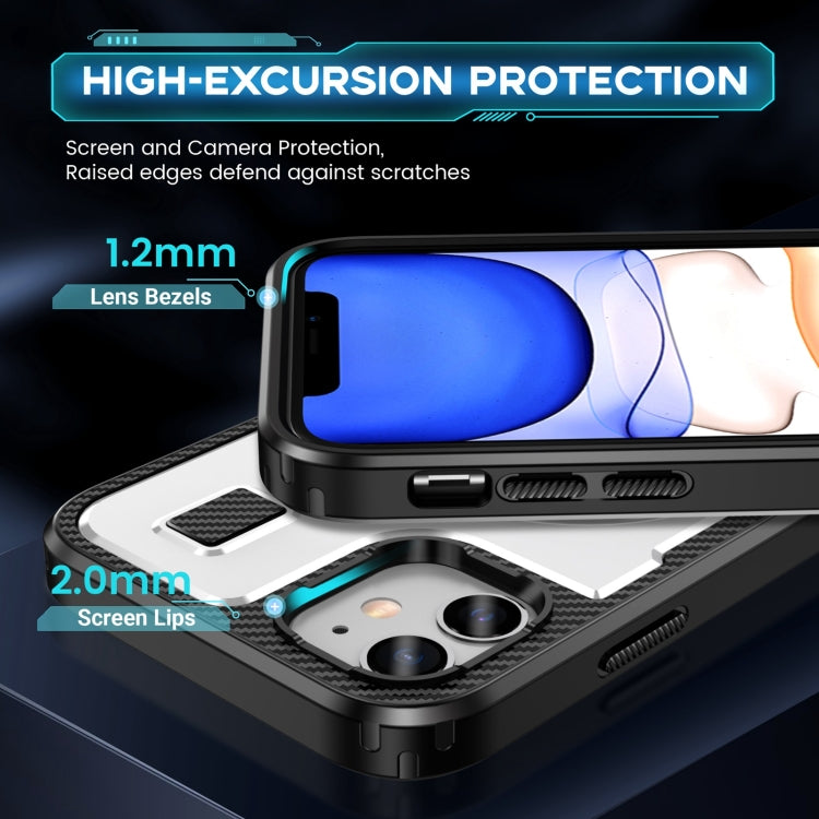 Ring Holder Carbon Fiber PC Hybrid TPU Phone Case, For iPhone 11