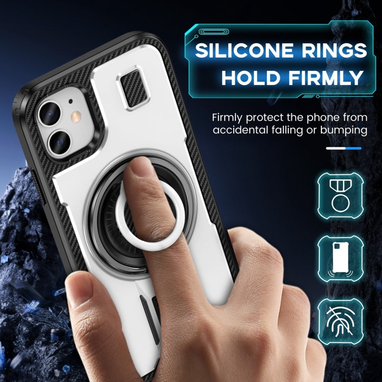 Ring Holder Carbon Fiber PC Hybrid TPU Phone Case, For iPhone 11