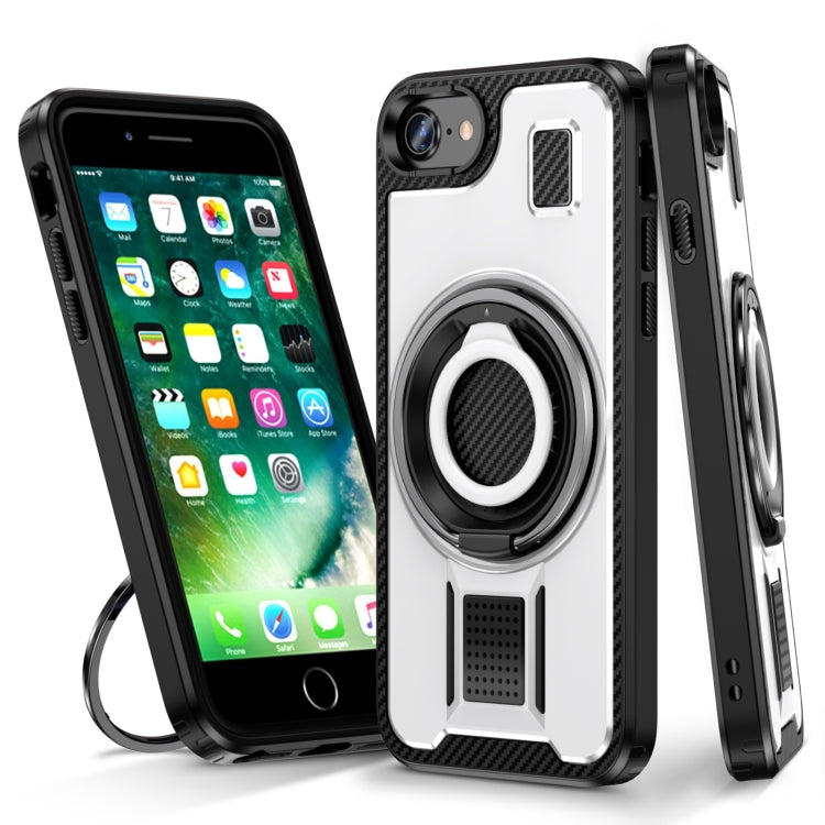 Ring Holder Carbon Fiber PC Hybrid TPU Phone Case, For iPhone 14 / 13, For iPhone 14 Pro, For iPhone 14 Pro Max, For iPhone 7 / 8 / SE 2022