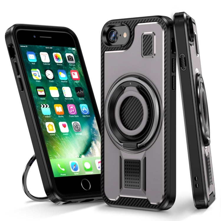 Ring Holder Carbon Fiber PC Hybrid TPU Phone Case, For iPhone 14 / 13, For iPhone 14 Pro, For iPhone 14 Pro Max, For iPhone 7 / 8 / SE 2022