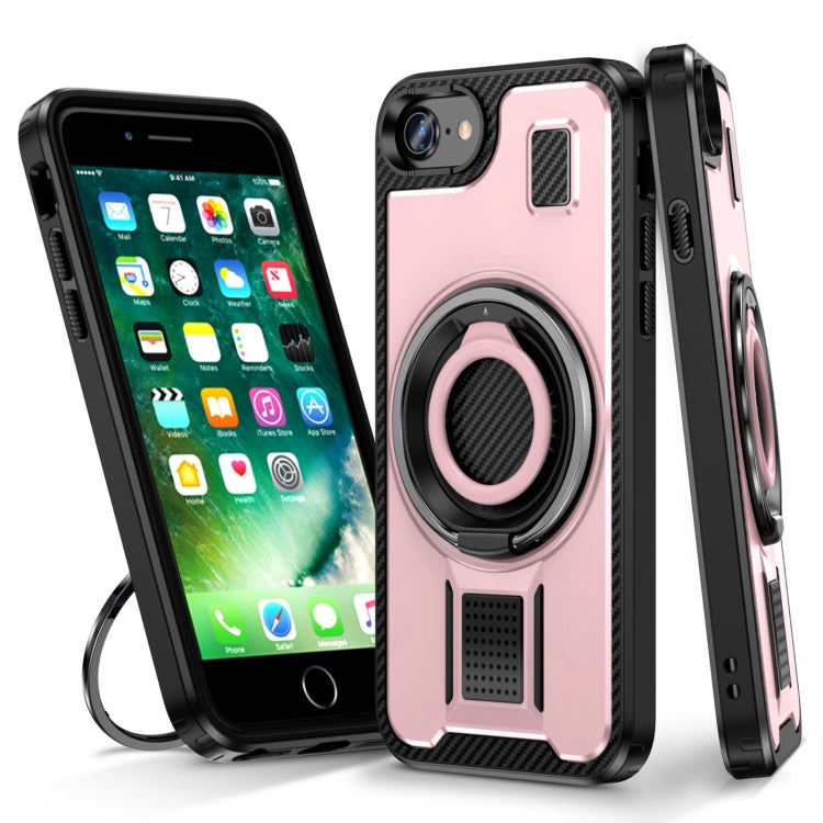 Ring Holder Carbon Fiber PC Hybrid TPU Phone Case, For iPhone 14 / 13, For iPhone 14 Pro, For iPhone 14 Pro Max, For iPhone 7 / 8 / SE 2022