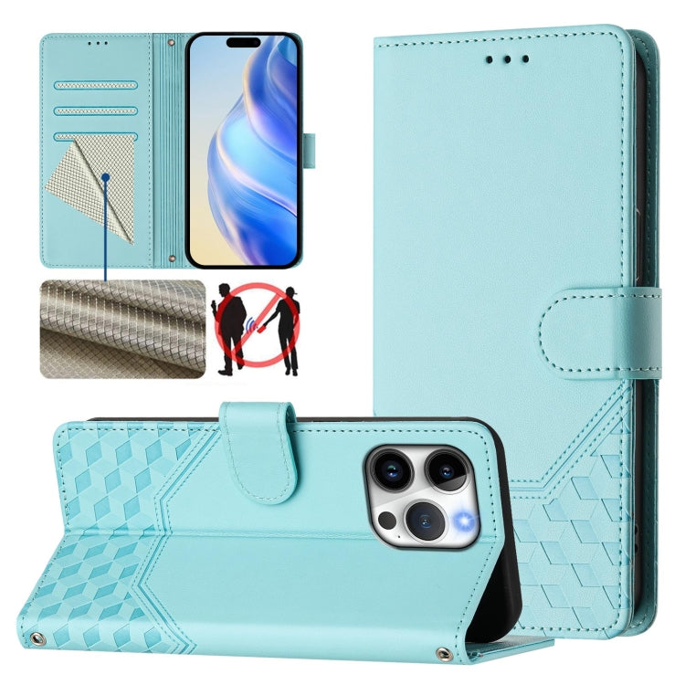 Honeycomb Embossing RFID Leather Phone Case, For iPhone 16e, For iPhone 16 Pro Max, For iPhone 16 Pro, For iPhone 16 Plus, For iPhone 16