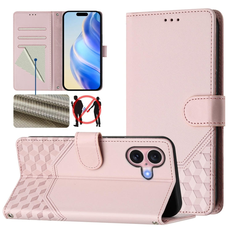 Honeycomb Embossing RFID Leather Phone Case, For iPhone 16e, For iPhone 16 Pro Max, For iPhone 16 Pro, For iPhone 16 Plus, For iPhone 16