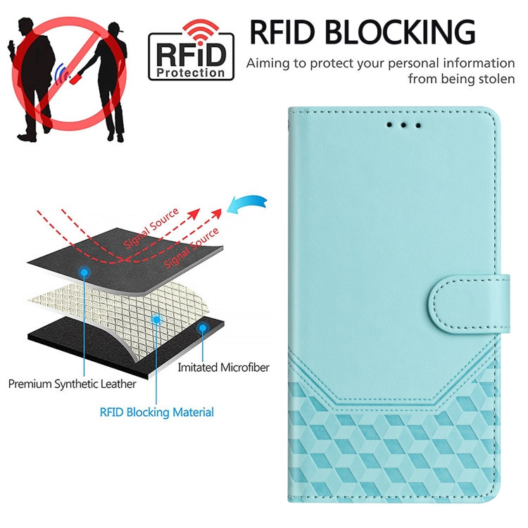 Honeycomb Embossing RFID Leather Phone Case, For iPhone 15 Pro Max, For iPhone 15 Pro, For iPhone 15 Plus, For iPhone 15, For iPhone 14 Plus