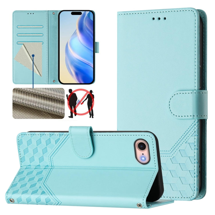 Honeycomb Embossing RFID Leather Phone Case, For iPhone 14 / 13, For iPhone 14 Pro, For iPhone 14 Pro Max, For iPhone SE 2022 / 2020 / 8 / 7, For iPhone 13 Pro Max