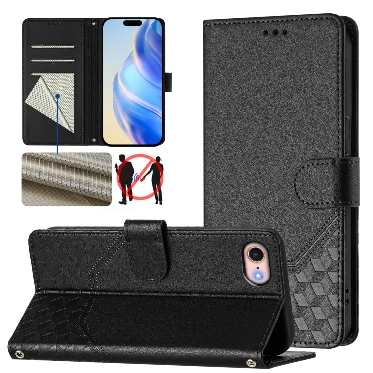 Honeycomb Embossing RFID Leather Phone Case, For iPhone 14 / 13, For iPhone 14 Pro, For iPhone 14 Pro Max, For iPhone SE 2022 / 2020 / 8 / 7, For iPhone 13 Pro Max