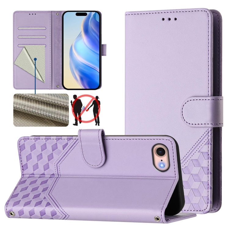 Honeycomb Embossing RFID Leather Phone Case, For iPhone 14 / 13, For iPhone 14 Pro, For iPhone 14 Pro Max, For iPhone SE 2022 / 2020 / 8 / 7, For iPhone 13 Pro Max