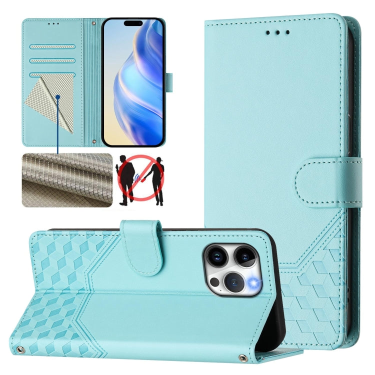 Honeycomb Embossing RFID Leather Phone Case, For iPhone 14 / 13, For iPhone 14 Pro, For iPhone 14 Pro Max, For iPhone SE 2022 / 2020 / 8 / 7, For iPhone 13 Pro Max