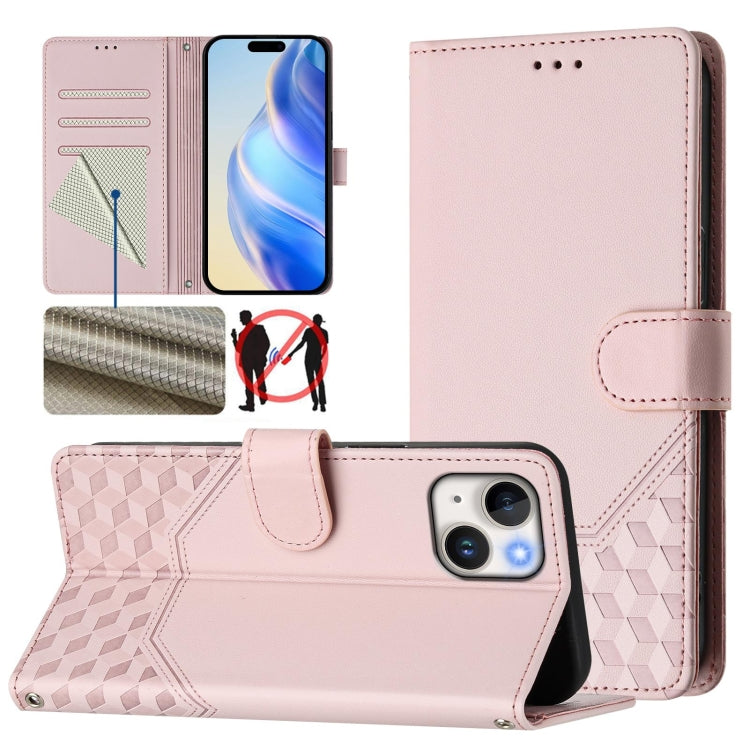 Honeycomb Embossing RFID Leather Phone Case, For iPhone 13 Pro, For iPhone 13 mini, For iPhone 12 / 12 Pro, For iPhone 12 Pro Max, For iPhone 12 mini