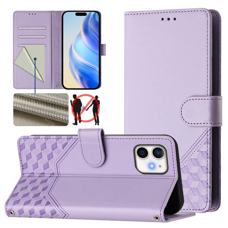 Honeycomb Embossing RFID Leather Phone Case, For iPhone 13 Pro, For iPhone 13 mini, For iPhone 12 / 12 Pro, For iPhone 12 Pro Max, For iPhone 12 mini